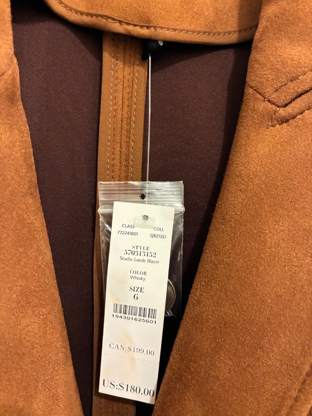 WHBM faux suede blazer sz 6 - Picture 2 of 3